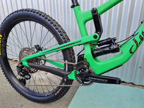 Rear of the custom build small Juliana Strega Enduro mountain bike