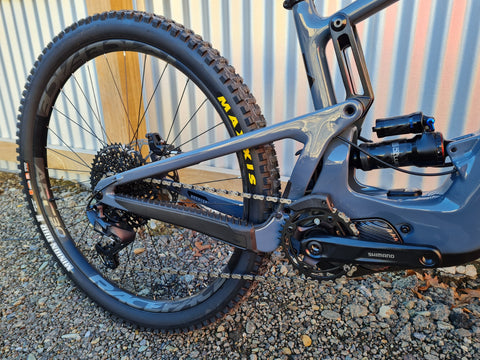 Rear view of the Santa Cruz Heckler electric mountain bike