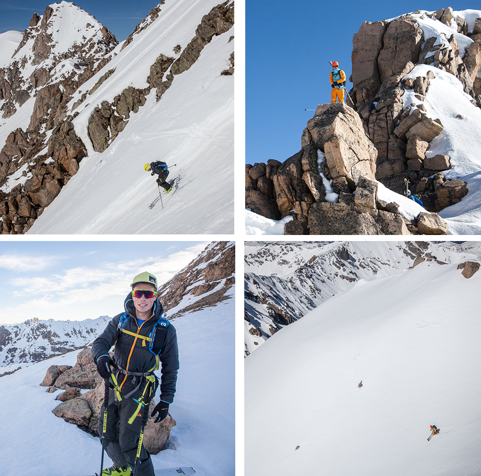 Collage of ski photos from mission to Williams Mountain on Independence Pass