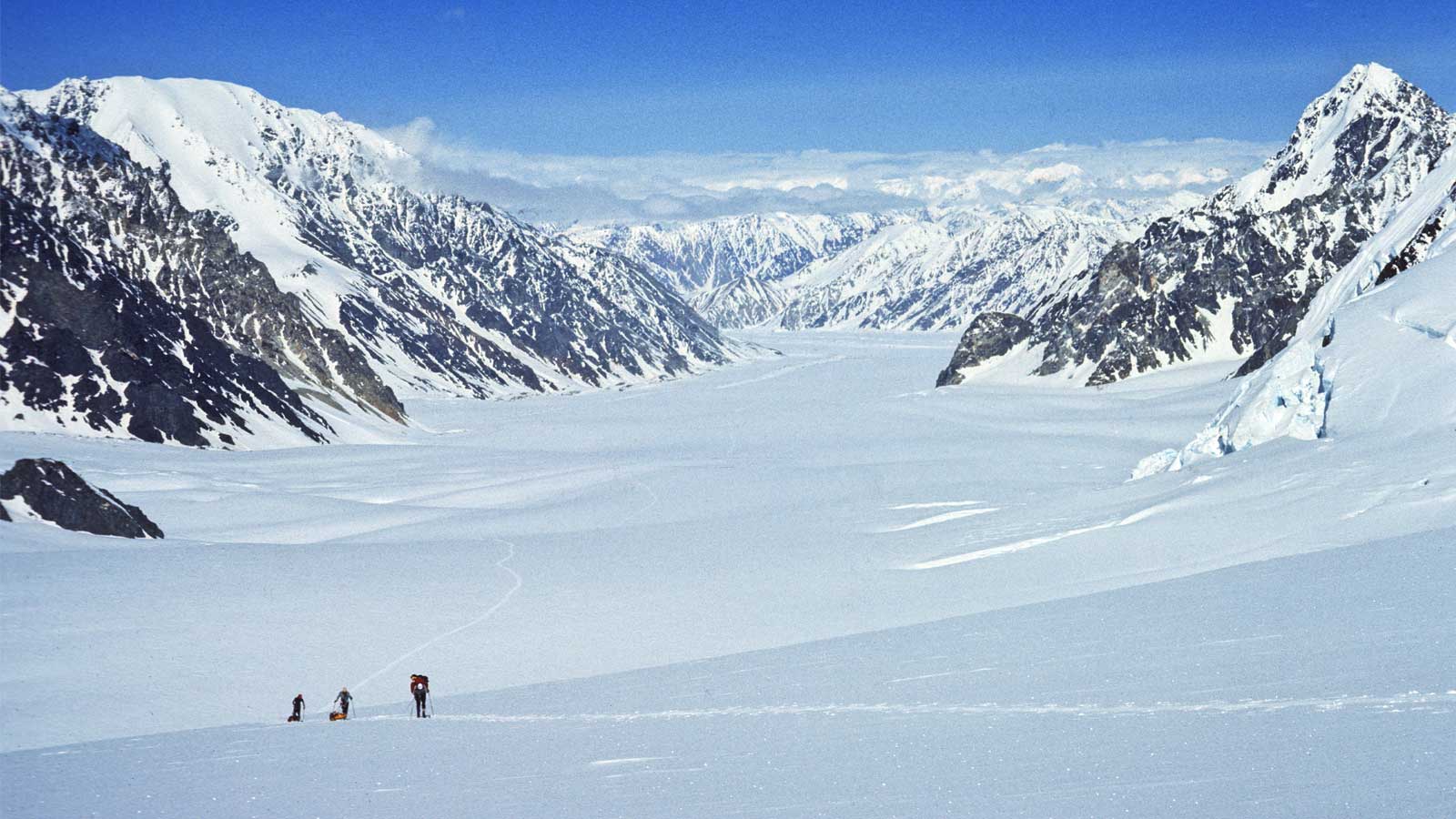 Skiers on a glacier