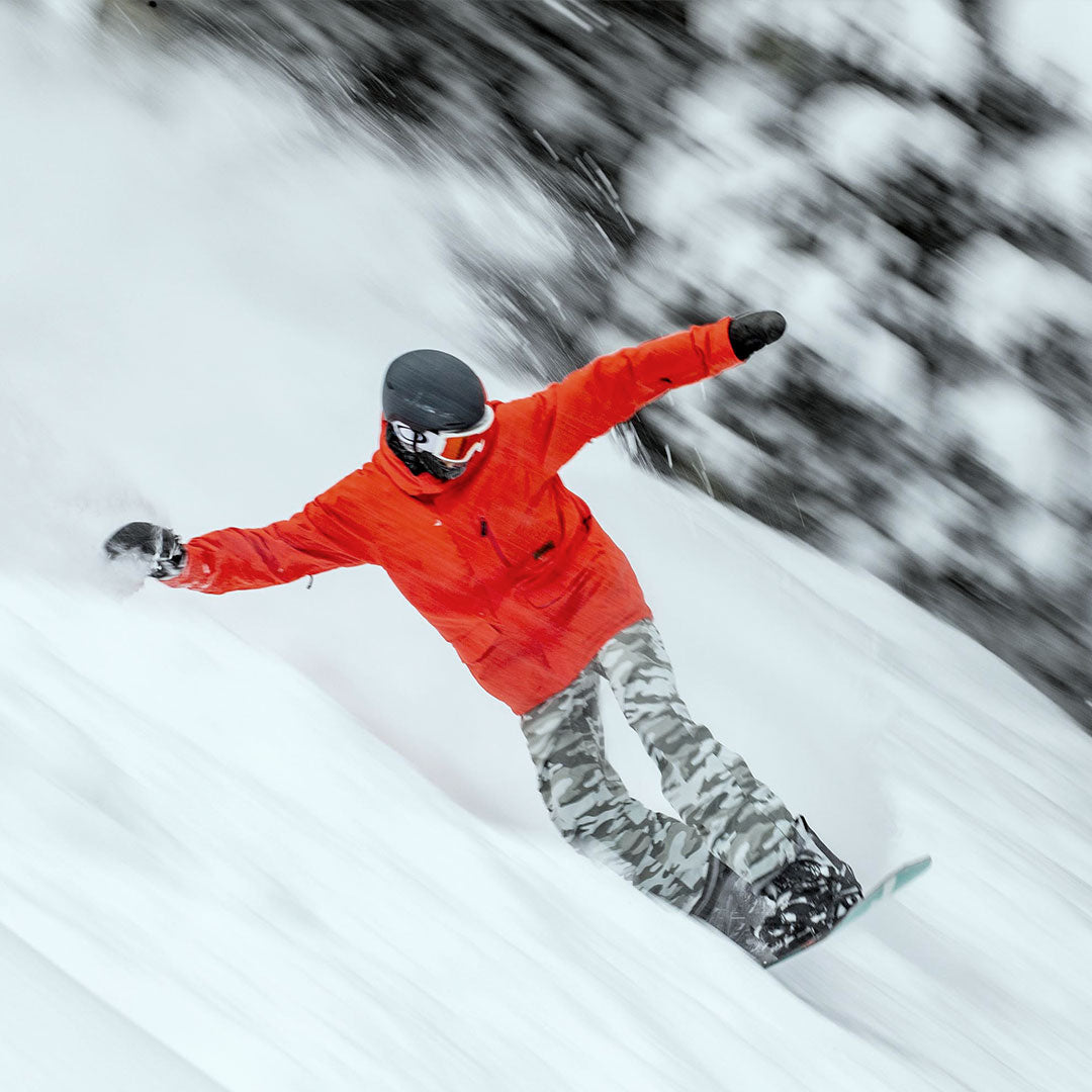 snowboarder in red hayden jacket
