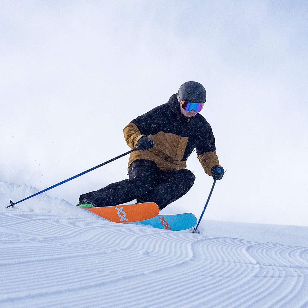 skier in new black summit pant