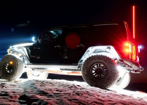rock lights jeep with whip light