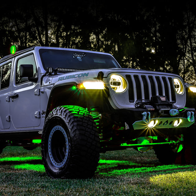 Vivid Green LED Rock Lights for Jeeps, Trucks, and More – Stinger Off-Road  – Jeep Audio And Electronics