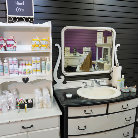 Vanity Sink to try Handmade Natural Beauty's natural handcare line at Handmade Natural Beauty Boutique in Rochester, MN.