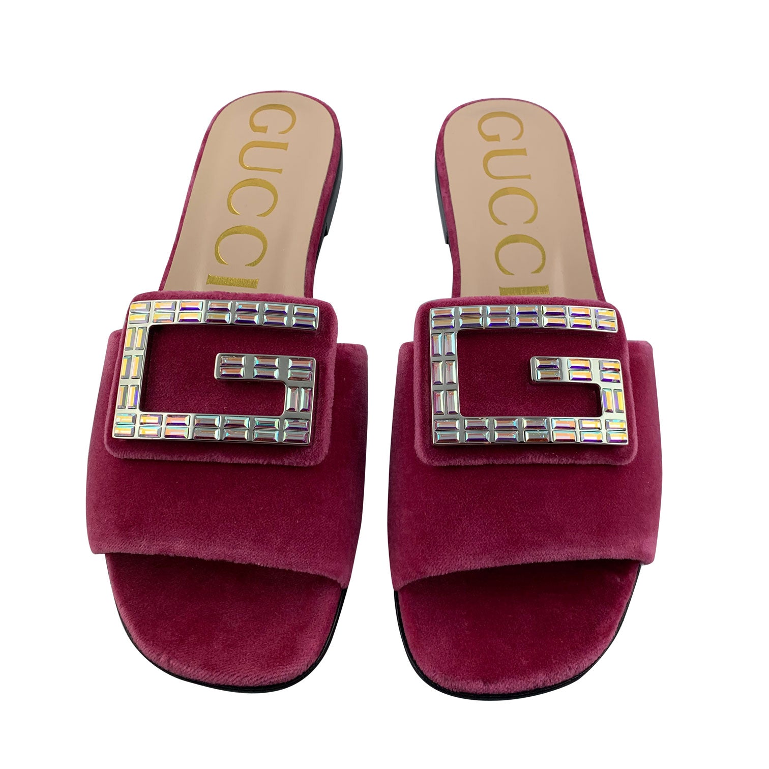 gucci crystal g mules