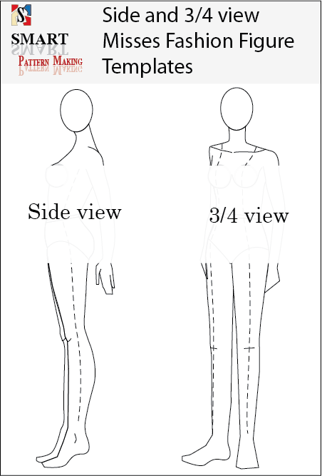 Misses Fashion Figure Templates Side and 3/4 view