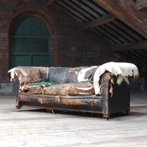 Antique leather country house chesterfield sofa for restoration