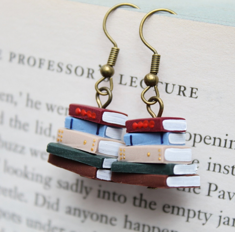 Stack of books earrings