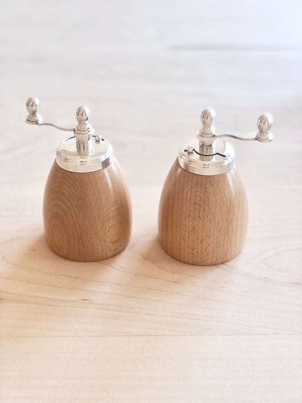 Round Salt & Pepper Set - Beech & Silver – theARKelements