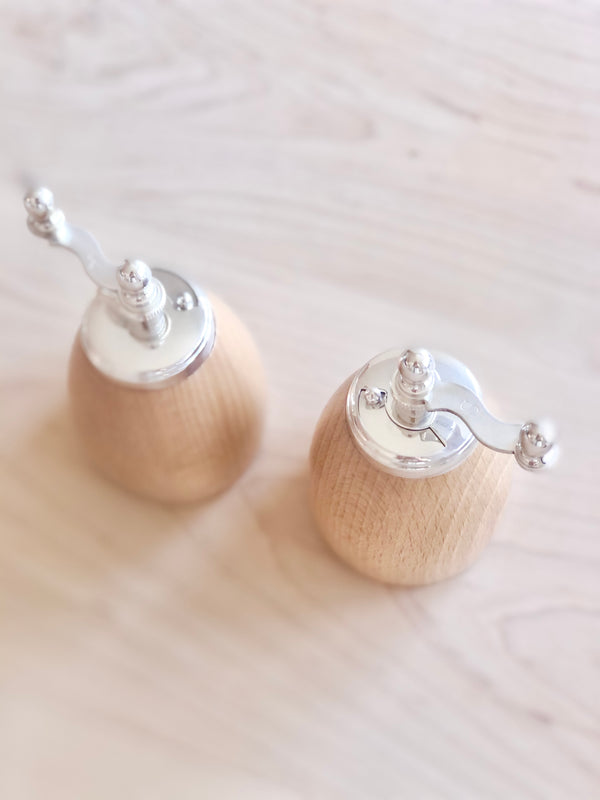 Round Salt & Pepper Set - Oak & Brass