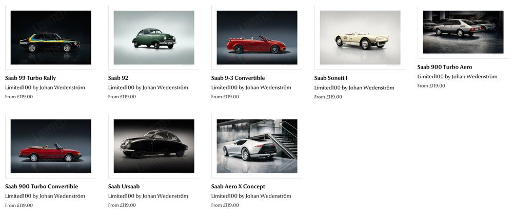 Classic Saab posters for sale