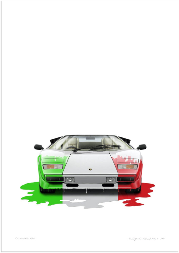 Lamborghini Countach (tricolore in uno) Wall Art | Limited100