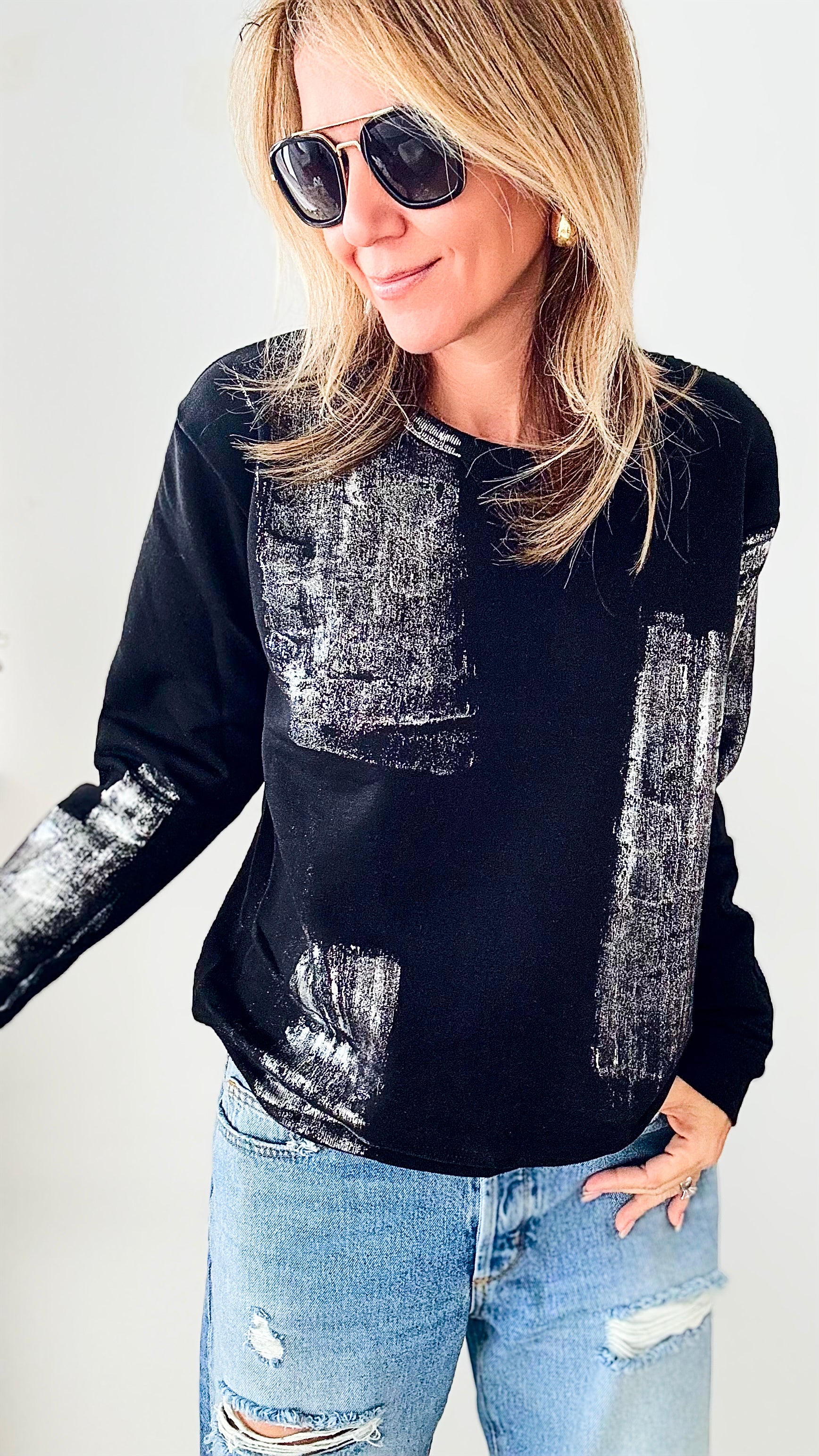 CB Custom Metallic Sweatshirt - Black/Silver