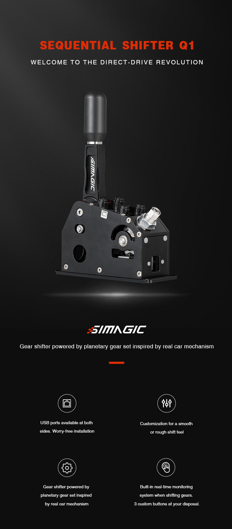 Simagic Q1 Long Handle Sequential Shifter – Sim-Motion US
