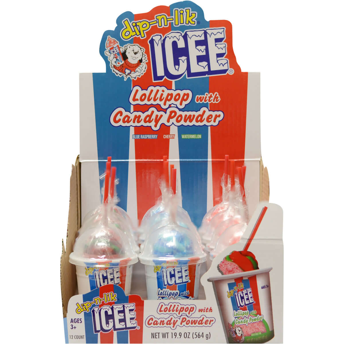 Kokos Icee Dip N Lik Lollipop With Candy Powder 166oz 12ct 3061