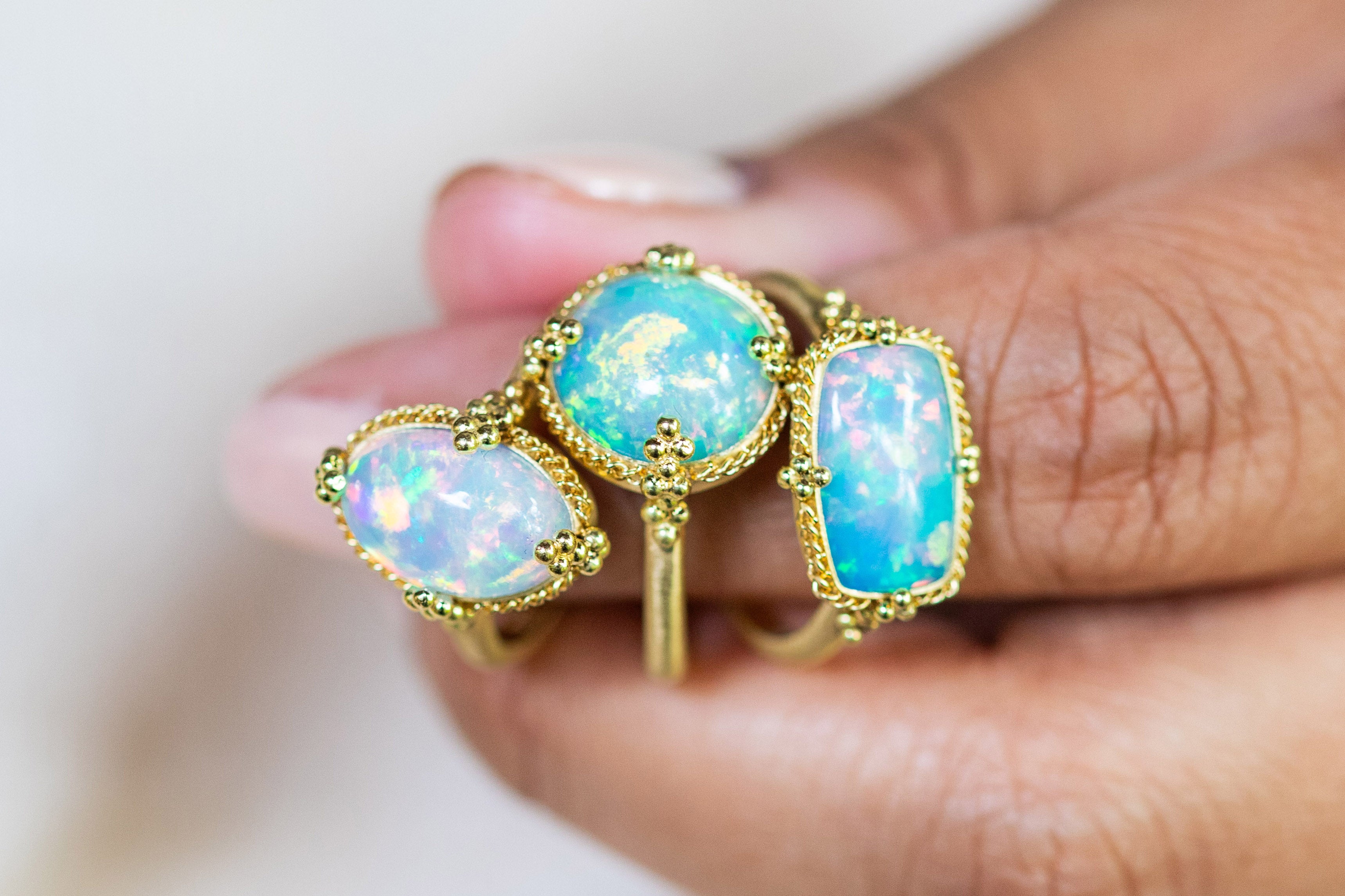 Three Ethiopian Opal Rings