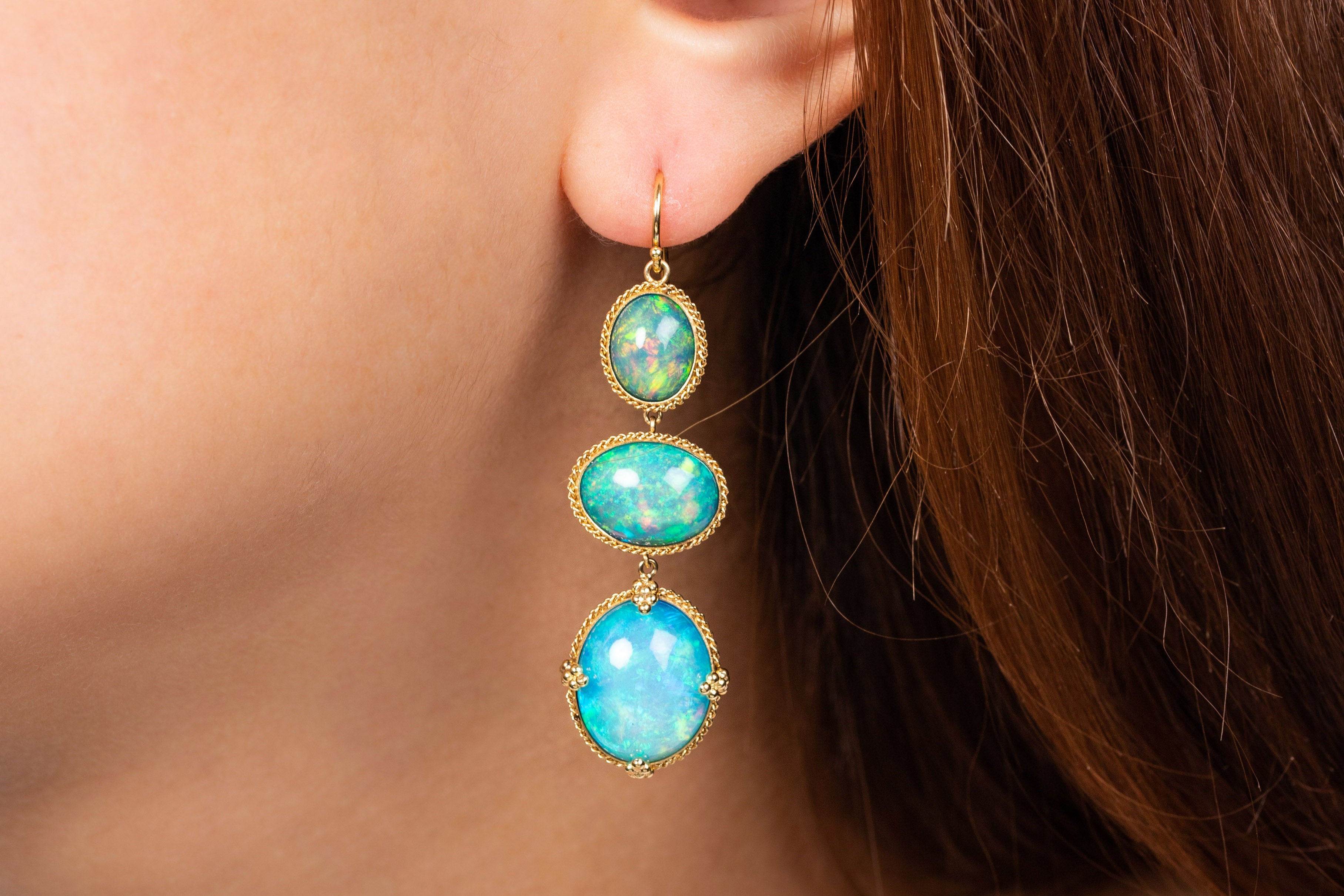 Ethiopian Opal Trio Earrings