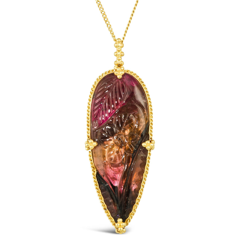 CARVED TOURMALINE FOLIAGE NECKLACE