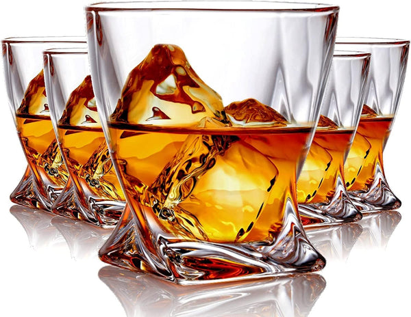 OPAYLY Whiskey Glasses Set of 4, Rocks Glasses, 10 oz Old Fashioned  Tumblers for Drinking Scotch Bourbon Whisky Cocktail Cognac Vodka Gin  Tequila Rum