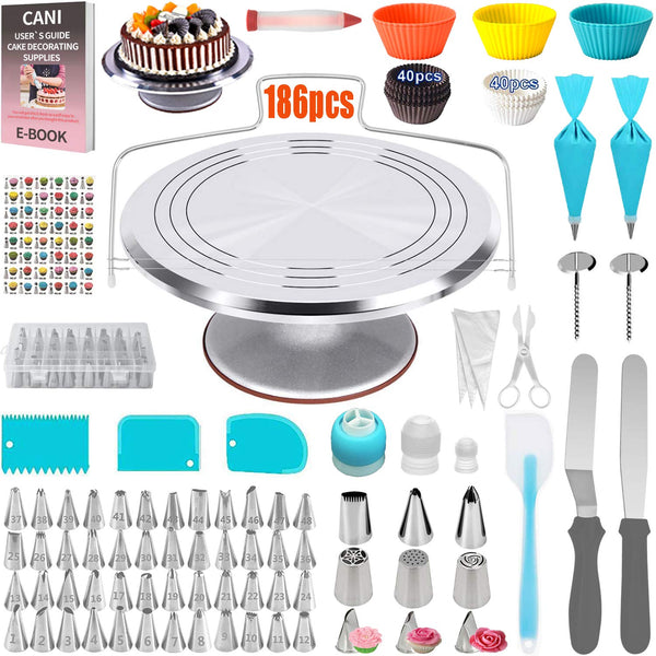 177 Pcs Cake Decorating Kits Supplies – Aluminium Alloy Revolving