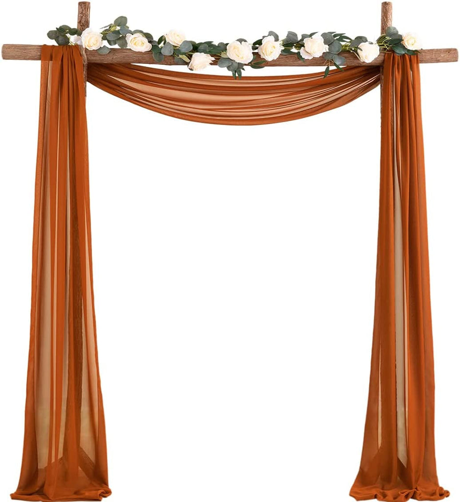 Socomi 2 Panels Terracotta Chiffon Arch Drapes 6 Yards Solid Wedding Arch Curtains for Backdrop Curtain Decorations