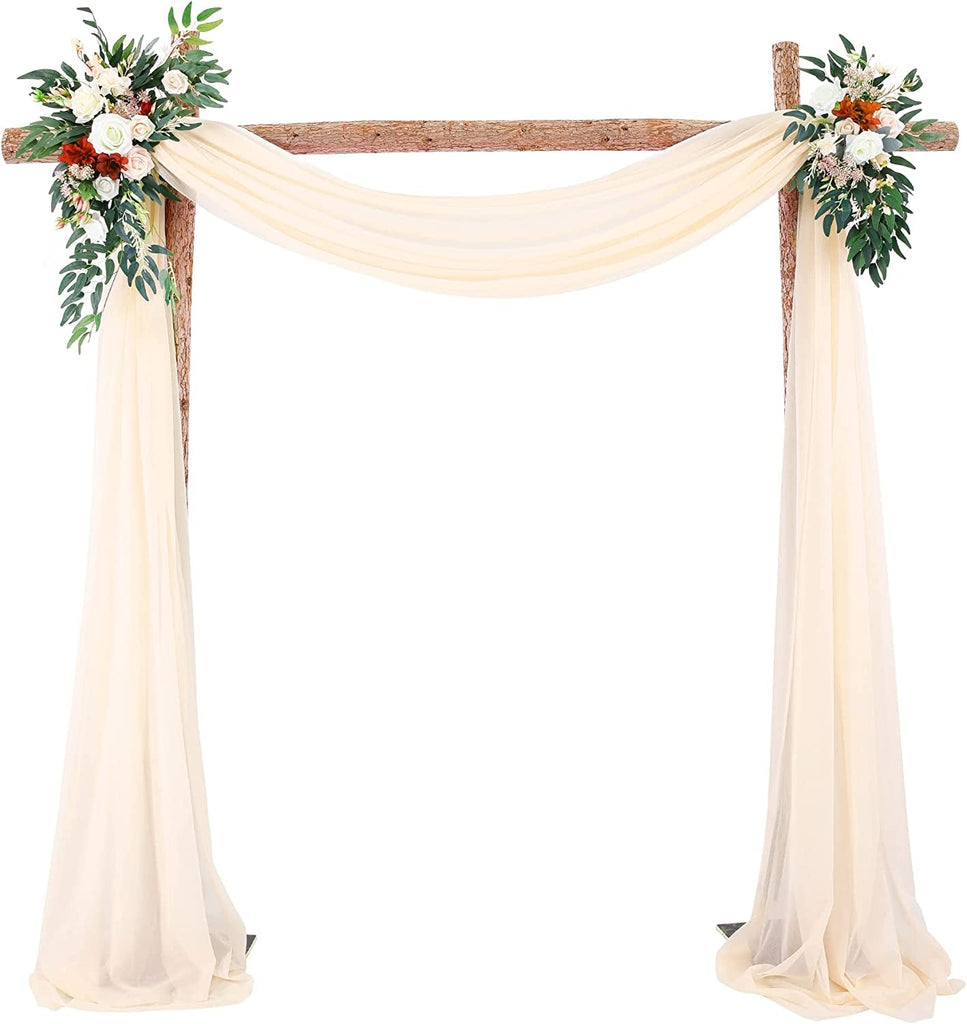 Vnicstick Wedding Arch Draping Fabric 1 Panel 28 x 19ft Wedding Arch Drapes Sheer Backdrop Curtain for Wedding Ceremony Party Ceiling Decor Champagne