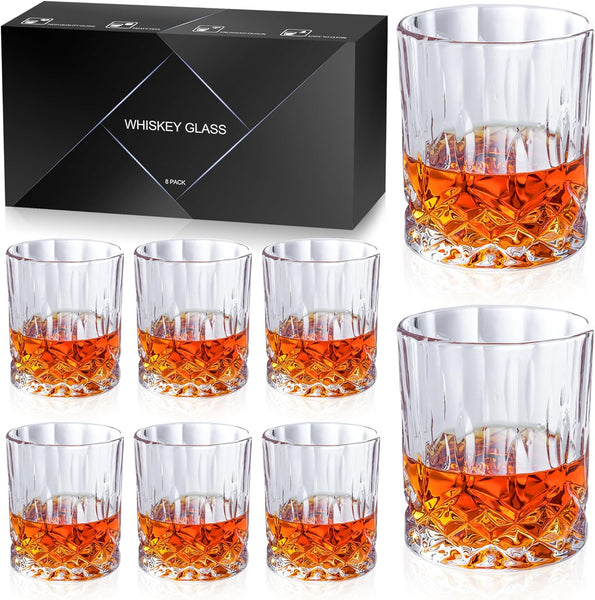 OPAYLY Whiskey Glasses Set of 4, Rocks Glasses, 10 oz Old Fashioned  Tumblers for Drinking Scotch Bourbon Whisky Cocktail Cognac Vodka Gin  Tequila Rum