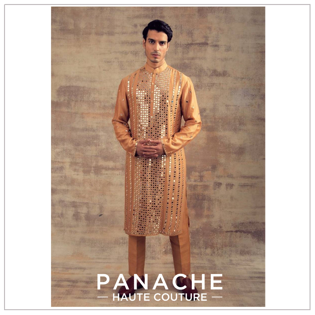 Panache Haute Couture on Instagram: “Ranveer Singh Black Color Hand  Embroidered Sherwani Set Ple…