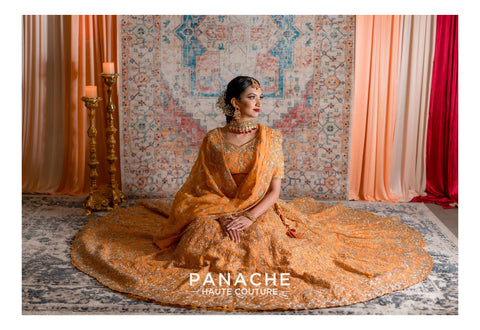 Apricot Color Zardozi Bridal Lehenga