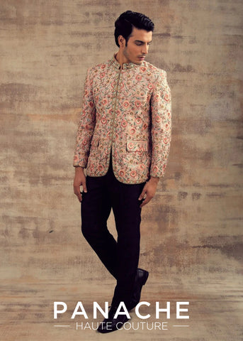 Dusty Rose Color Embroidered Jodhpuri Jacket