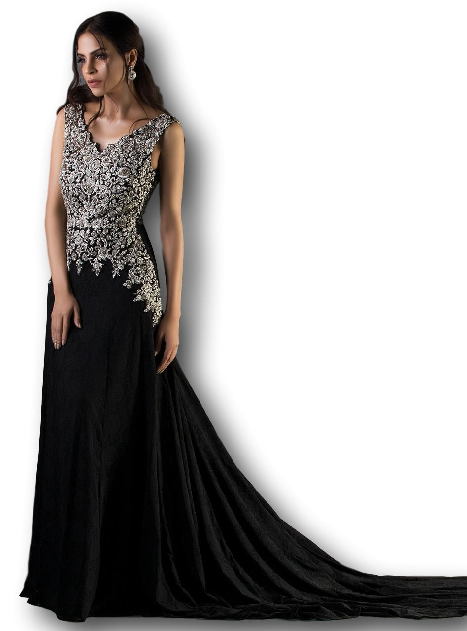 Black Color Indo Western Gown – Panache 