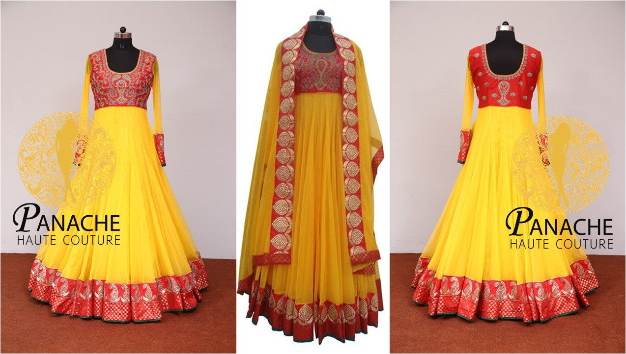 yellow color anarkali