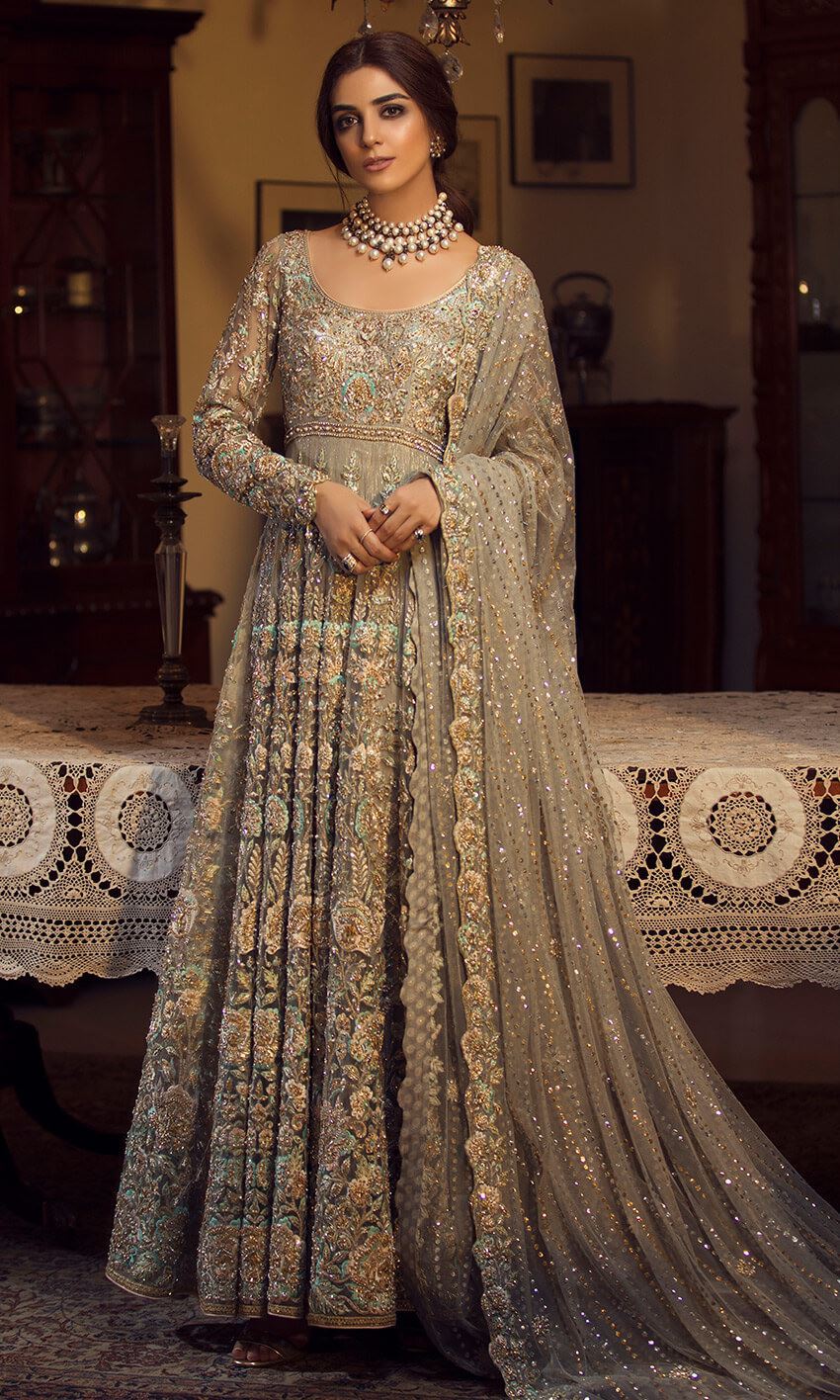 grey colour anarkali