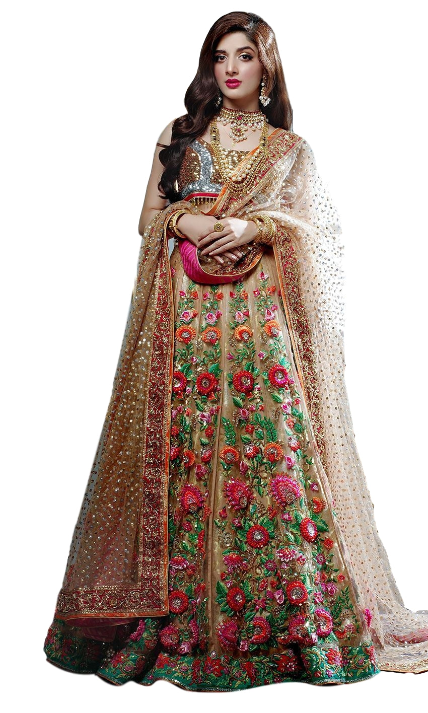 Fawn Color Wedding Lehenga With Floral Embroidery Panache Haute Couture 7584