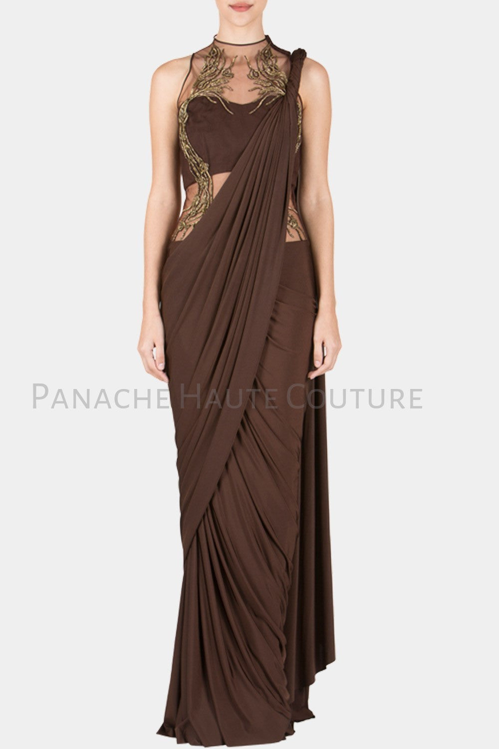 3186 Lavender Drape Saree Gown