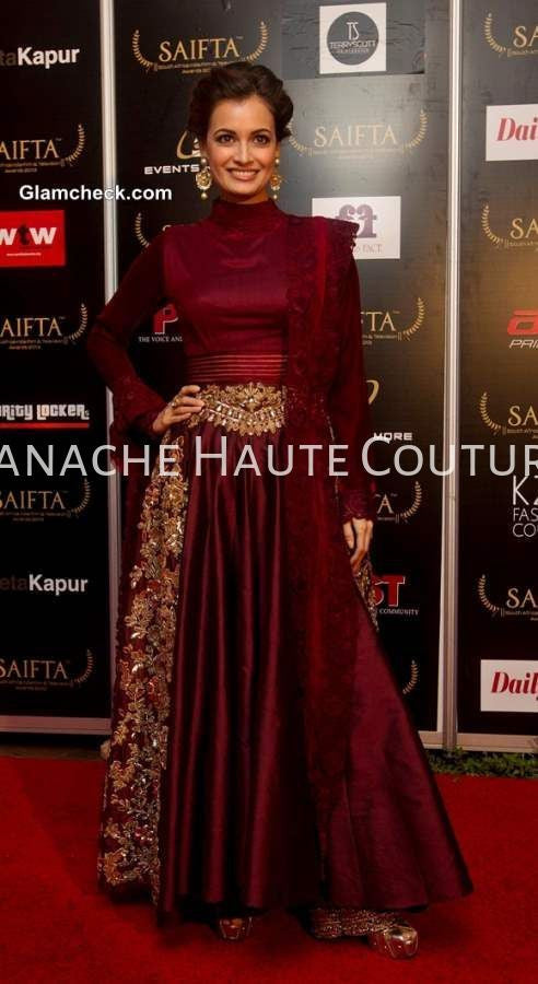 red indo western gown