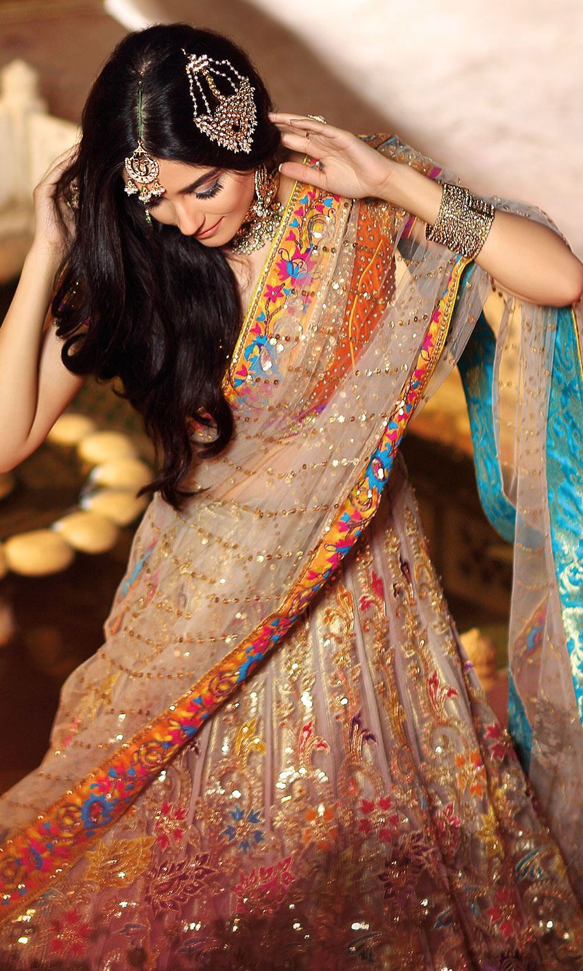 Fawn Color Wedding Lehenga With Multicolor Embroidery Panache Haute Couture 2335