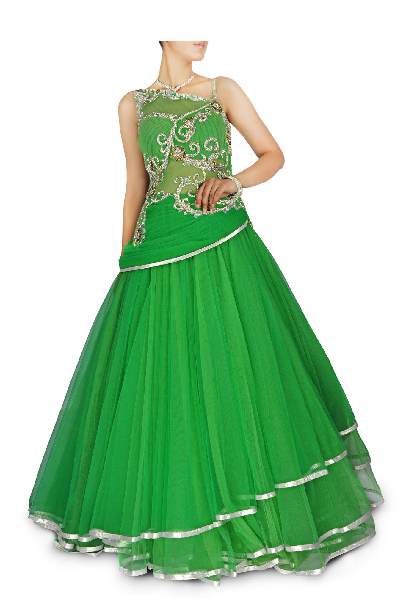 green indo western dress