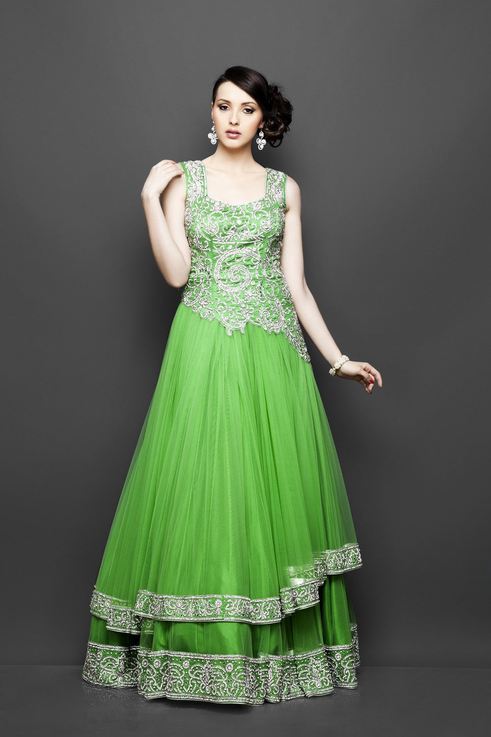 green indo western dress