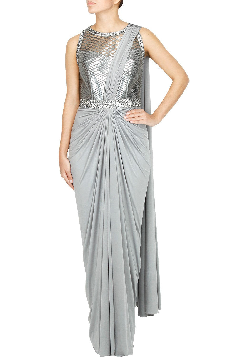 silver gray color dress