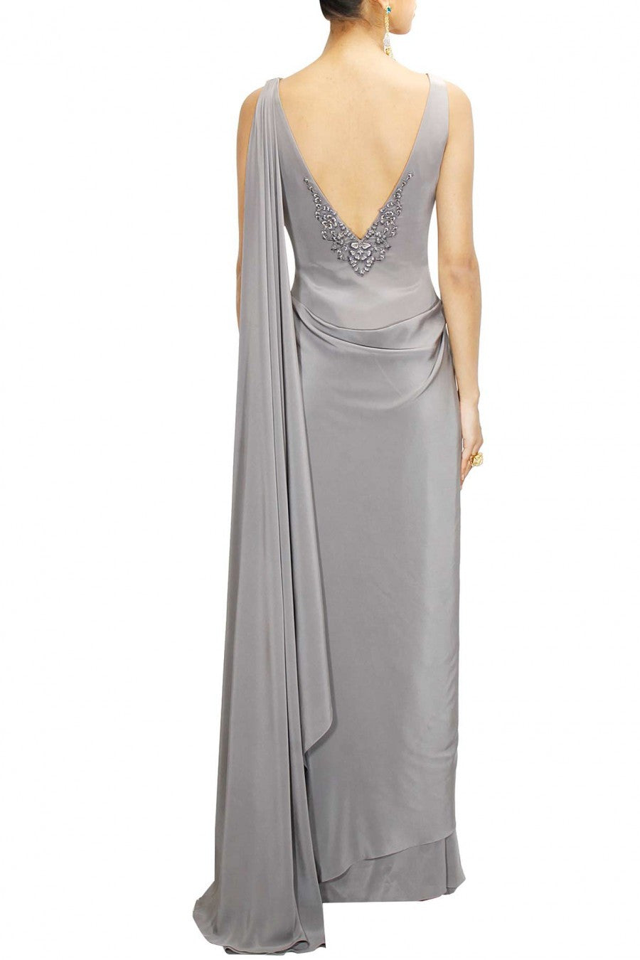 Grey Colour Saree Gown – Panache Haute Couture