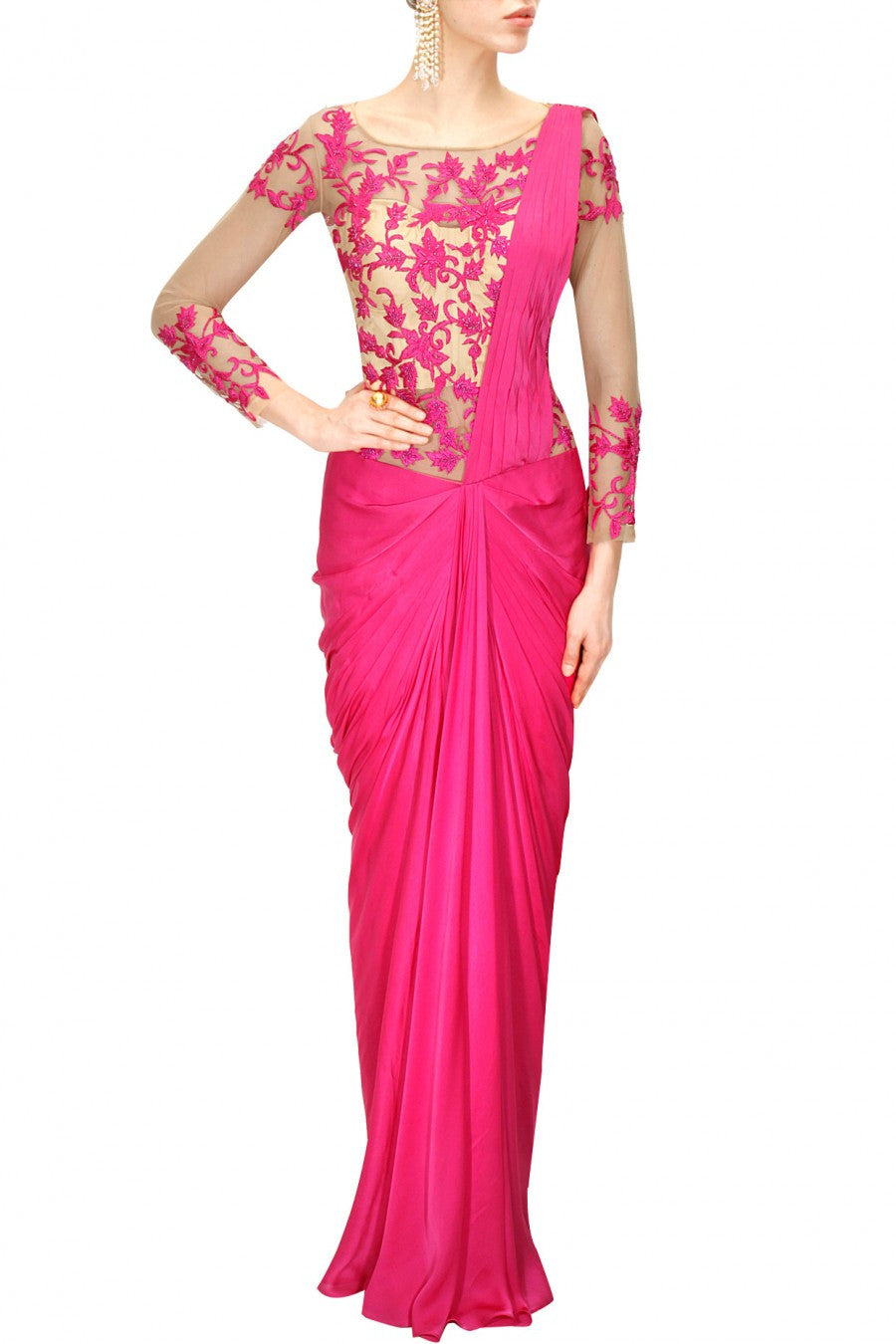 pink colour gown
