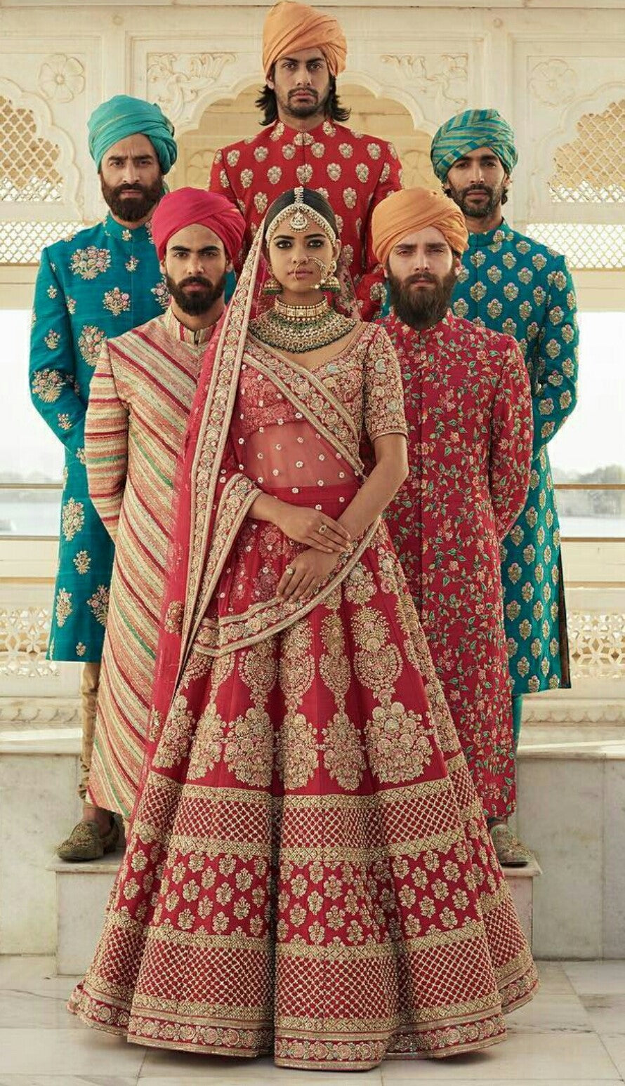 red sabyasachi bridal lehenga