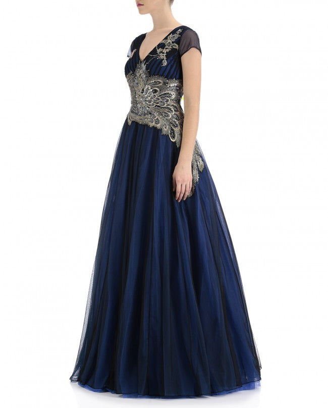 blue western gown