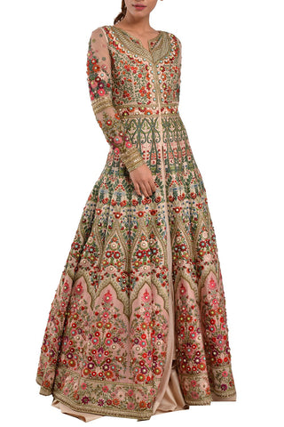 ghagra choli with long jacket