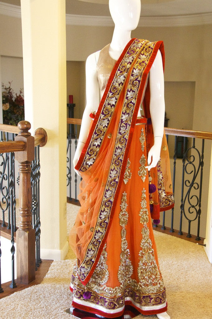 bridal lehenga orange colour