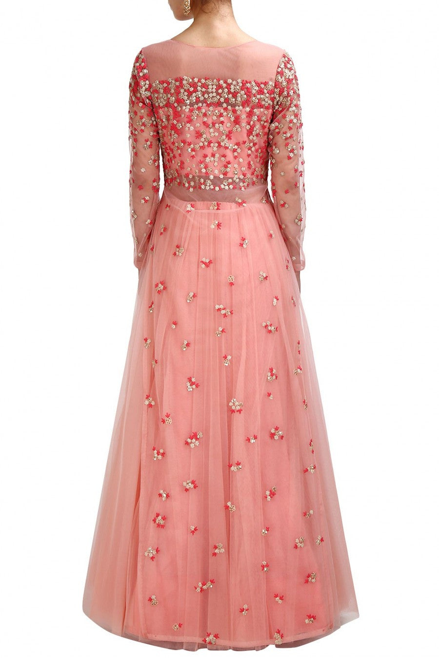 pink anarkali gown