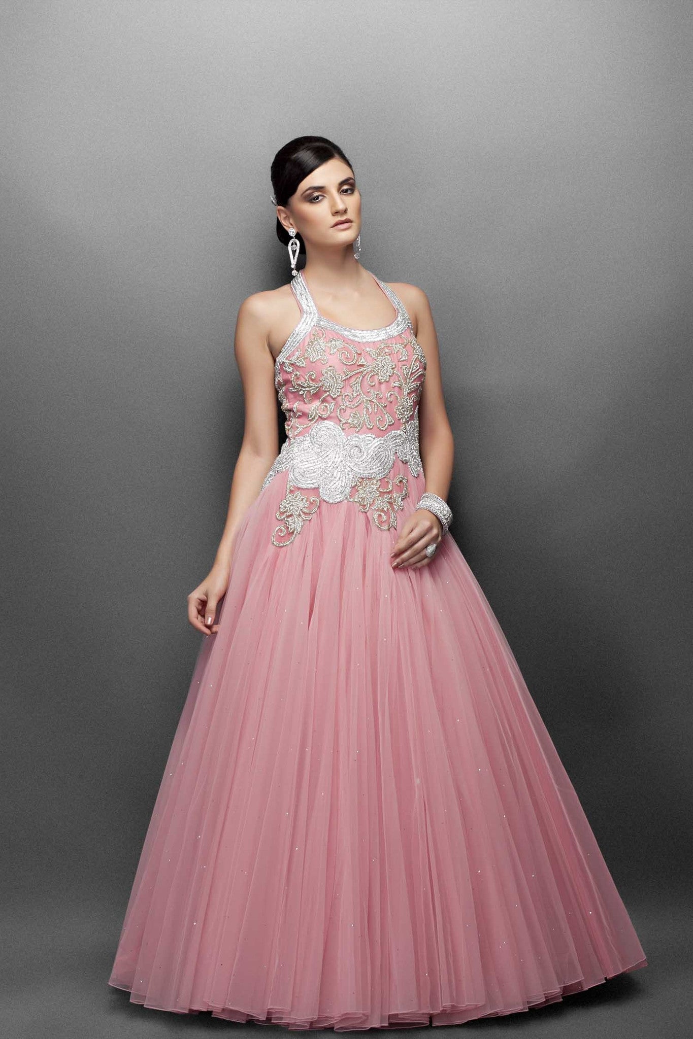 pink western gown