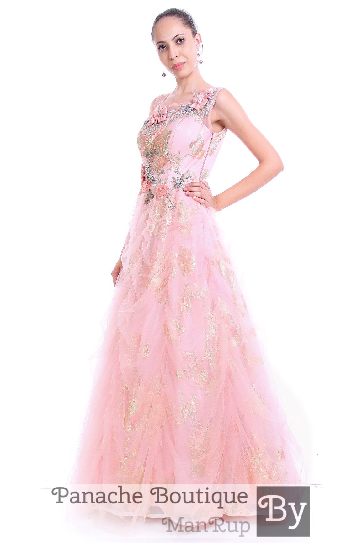 pink western gown